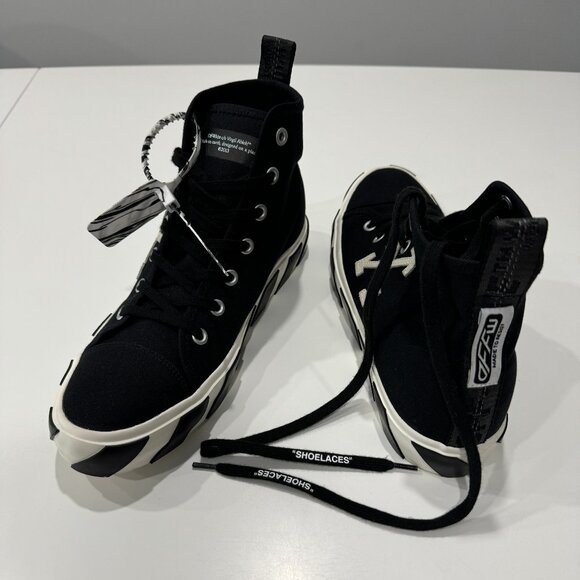 Off-White High-Top Vulcanised Sneakers, Size 44/ US 11 - Picture 6 of 17